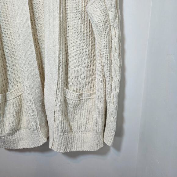Abercrombie & Fitch Chunky Knit Open Long Cardigan Sweater Pockets Womens Medium - Picture 3 of 8